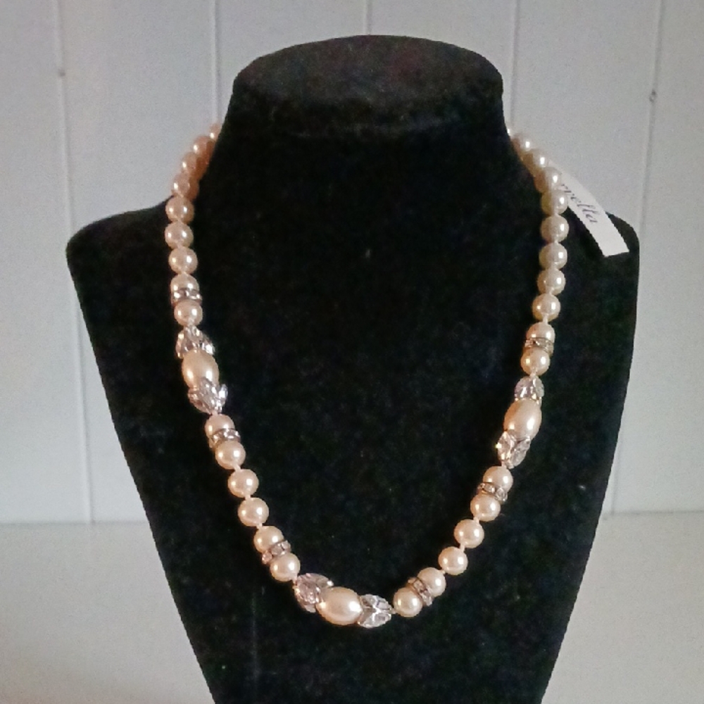 MARELLA NWT Pearl W Cz Beads Necklace.